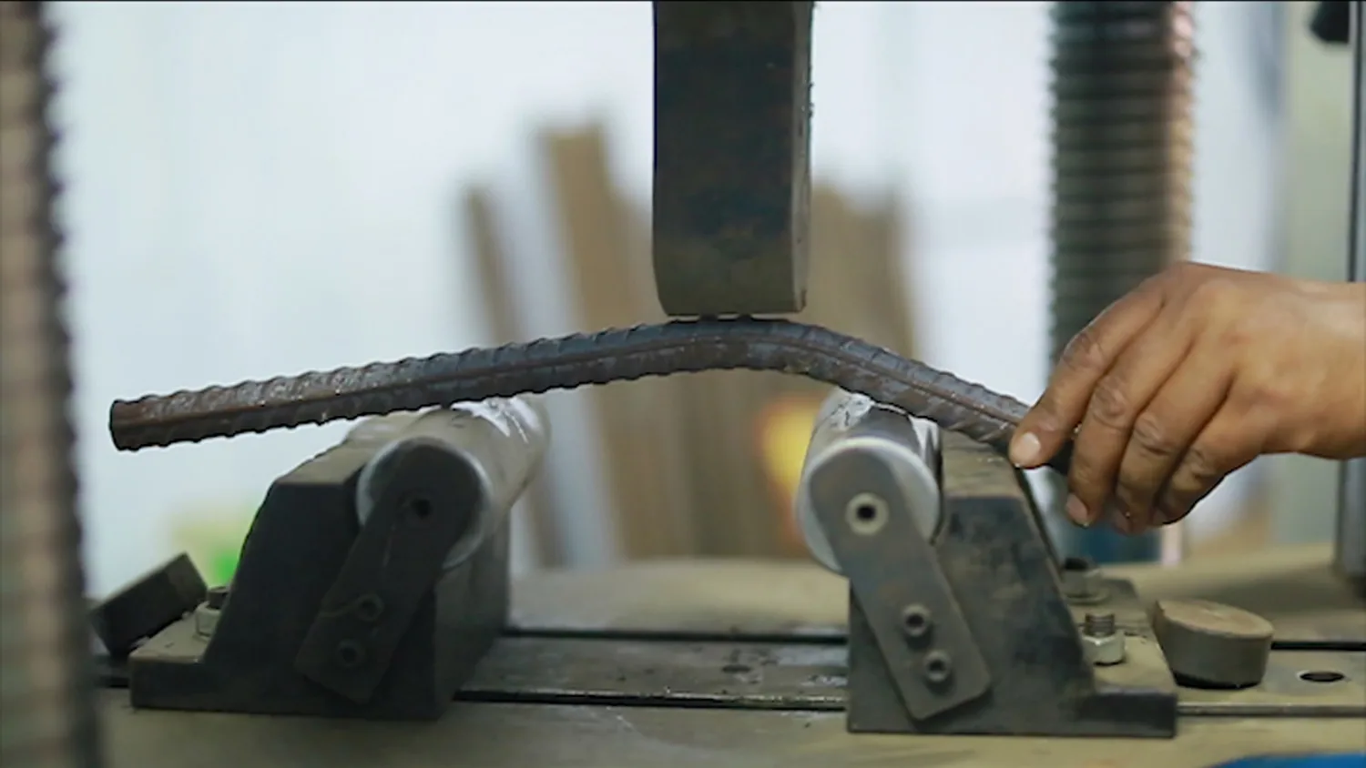 A POWER+ bar folded double in the bend test without cracking